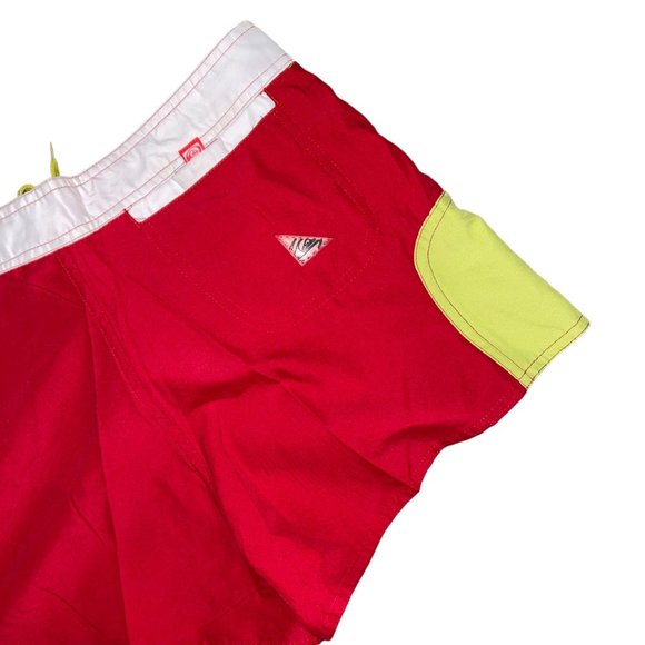 Quiksilver Board Shorts Juniors 7 Red Logo Swimwear Summer Ocean Beach - Picture 6 of 7